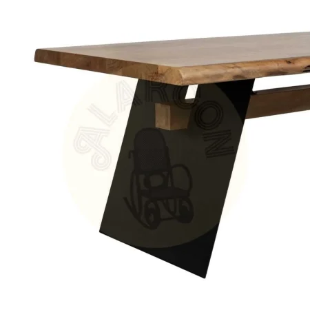 Mesa de comedor rectangular de madera de acacia y hierro tablero 56mm 300x100x77cm - Ixia - 612699IX - foto-secundaria-4
