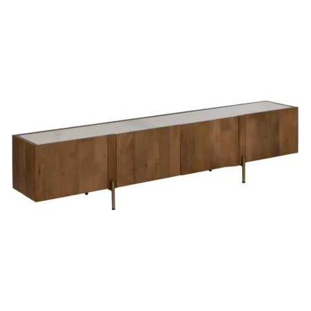Mueble TV blanco natural en mármol y madera de acacia 200x35x46cm - Ixia - 612703IX - foto-blanco