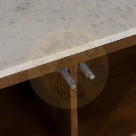 Mueble TV blanco natural en mármol y madera de acacia 200x35x46cm - Ixia - 612703IX - foto-secundaria-4
