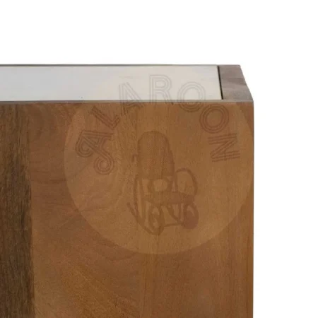 Mueble TV blanco natural en mármol y madera de acacia 200x35x46cm - Ixia - 612703IX - foto-secundaria-6
