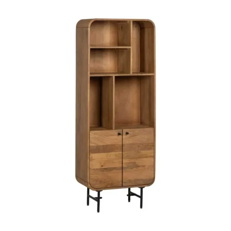 Mueble auxiliar natural en madera de mango y hierro con puertas y estante interior 60x30x160cm - Ixia - 612708IX - foto-blanco