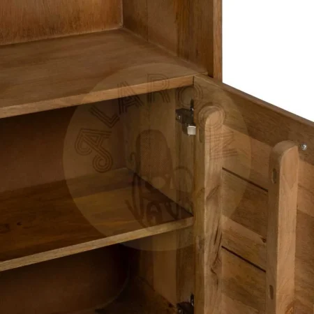 Mueble auxiliar natural en madera de mango y hierro con puertas y estante interior 60x30x160cm - Ixia - 612708IX - foto-secundaria-4
