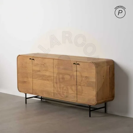 Aparador de madera de mango natural con puertas patas de hierro y una balda interior 170x40x80cm - Ixia - 612711IX - foto-secundaria-10