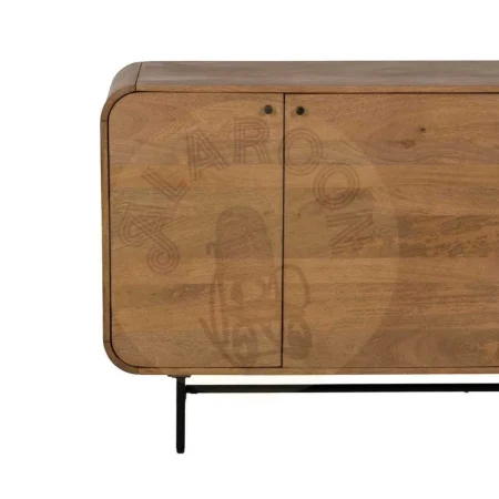 Aparador de madera de mango natural con puertas patas de hierro y una balda interior 170x40x80cm - Ixia - 612711IX - foto-secundaria-3