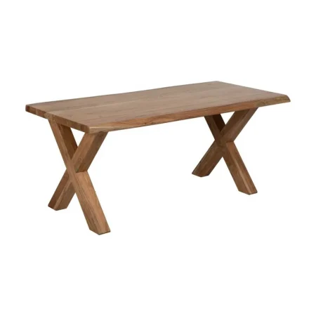 Mesa de comedor en madera de acacia natural con tablero de 5cm y patas en 3 posiciones 180x90x76cm - Ixia - 612794IX - foto-blanco