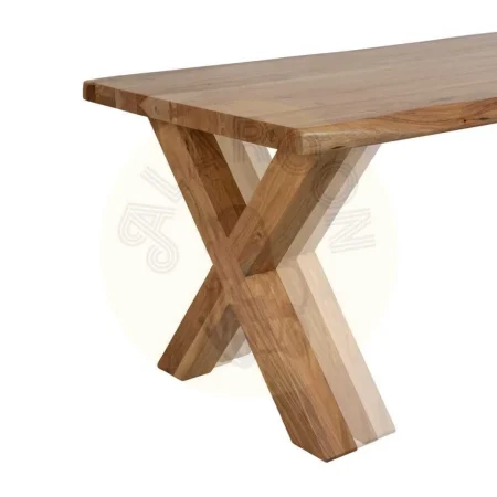 Mesa de comedor en madera de acacia natural con tablero de 5cm y patas en 3 posiciones 180x90x76cm - Ixia - 612794IX - foto-secundaria-4