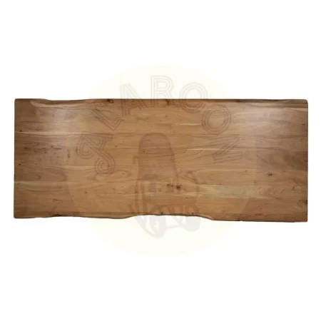 Mesa de comedor de madera de acacia natural tablero 5cm patas ajustables 3 posiciones 240x100x76cm - Ixia - 612795IX - foto-secundaria-5