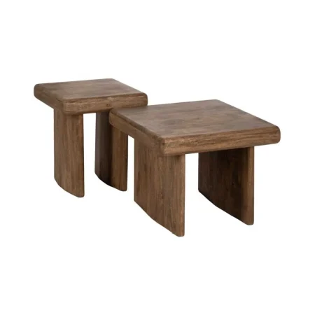 Mesa de centro para salón madera de mango marrón 60x60x45cm - Ixia - 612800IX - foto-blanco