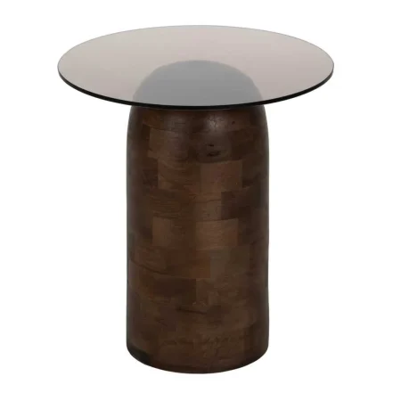 Mesa de centro miel en madera de mango con tablero de cristal 50x50x56cm - Ixia - 612839IX - foto-blanco