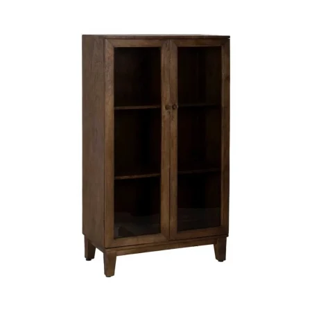 Vitrina marrón en madera de mango con puertas de cristal 80x40x140cm - Ixia - 612865IX - foto-blanco