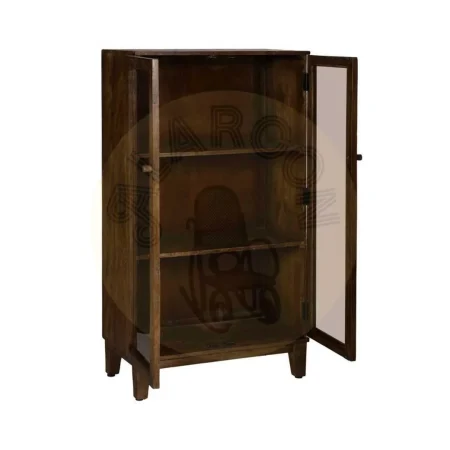 Vitrina marrón en madera de mango con puertas de cristal 80x40x140cm - Ixia - 612865IX - foto-secundaria-1