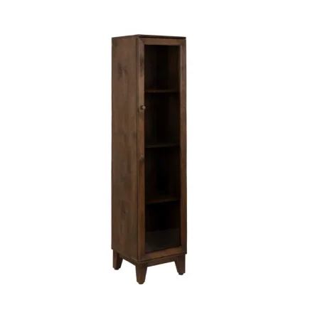 Vitrina de salón marrón en madera de mango y cristal 40x40x180cm - Ixia - 612866IX - foto-blanco
