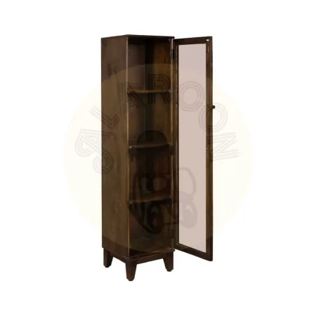 Vitrina de salón marrón en madera de mango y cristal 40x40x180cm - Ixia - 612866IX - foto-secundaria-1