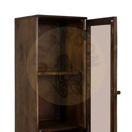 Vitrina de salón marrón en madera de mango y cristal 40x40x180cm - Ixia - 612866IX - foto-secundaria-4