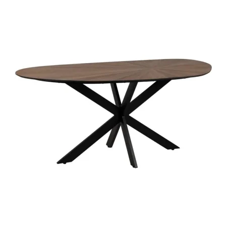 Mesa de comedor natural y negro en DM y metal 178x80x77cm - Ixia - 612895IX - foto-blanco