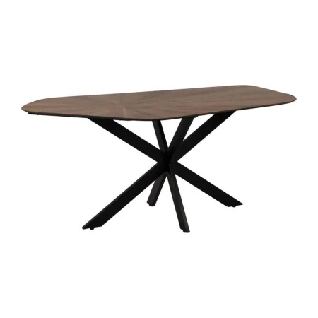 Mesa de comedor natural y negro en DM y hierro 178x80x77cm - Ixia - 612896IX - foto-blanco