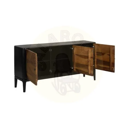 Aparador en madera de mango y sheesham marrón y negro para salón 160x40x75cm - Ixia - 612966IX - foto-secundaria-1