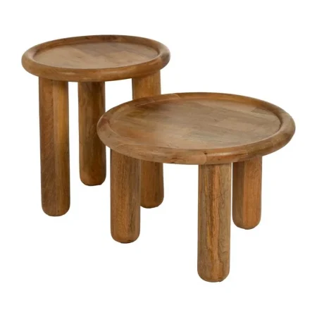 Mesita auxiliar en madera de mango natural 50x50x36cm - Ixia - 613008IX - foto-blanco