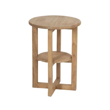 Mesa auxiliar natural en madera de mindi 40x40x55cm - Ixia - 613024IX - foto-blanco