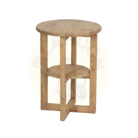 Mesa auxiliar natural en madera de mindi 40x40x55cm - Ixia - 613024IX - foto-secundaria-1