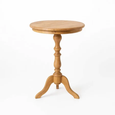 Mesa auxiliar natural de madera de mindi para salón 50x50x64cm - Ixia - 613026IX - foto-blanco
