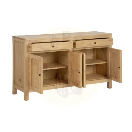 Aparador natural de madera mindi con cajones y puertas 140x40x82cm - Ixia - 613030IX - foto-secundaria-1
