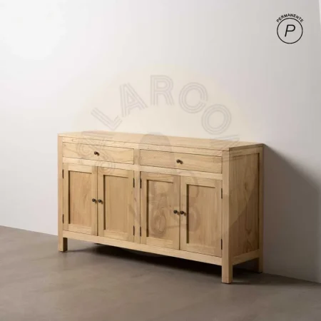 Aparador natural de madera mindi con cajones y puertas 140x40x82cm - Ixia - 613030IX - foto-secundaria-9