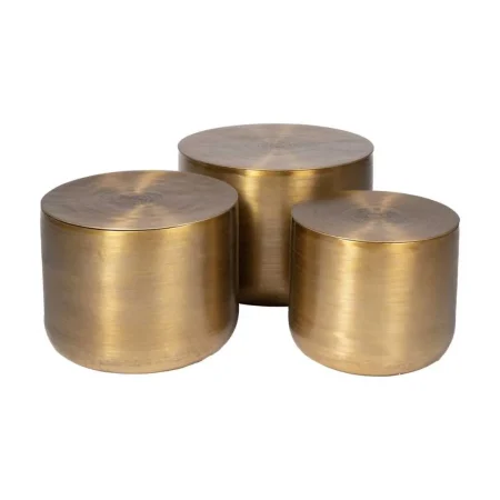 Set de 3 mesas auxiliares de aluminio acabado oro viejo aptas para almacenaje 58.50x58.50x41.90cm - Ixia - 613044IX - foto-blanco