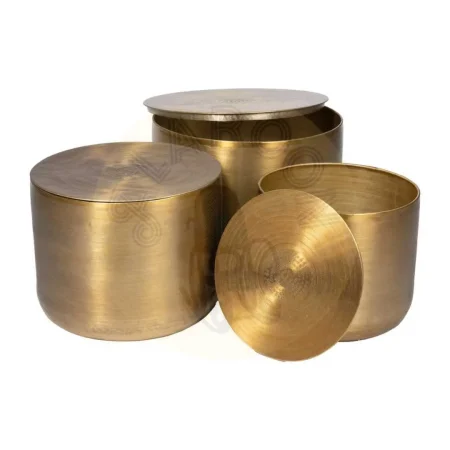 Set de 3 mesas auxiliares de aluminio acabado oro viejo aptas para almacenaje 58.50x58.50x41.90cm - Ixia - 613044IX - foto-secundaria-1