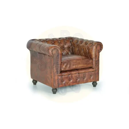 Sillón Chester Lurim piel marrón capitoné madera asiento acolchado 96x82x70cm - Giner y Colomer - 6130GYC - foto-secundaria-1