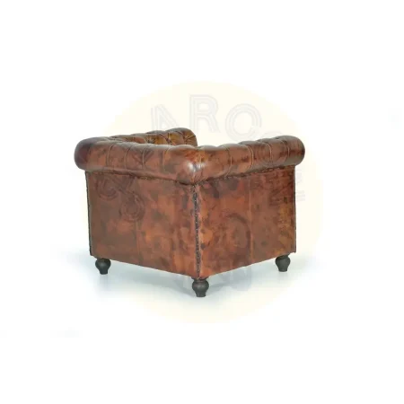 Sillón Chester Lurim piel marrón capitoné madera asiento acolchado 96x82x70cm - Giner y Colomer - 6130GYC - foto-secundaria-2