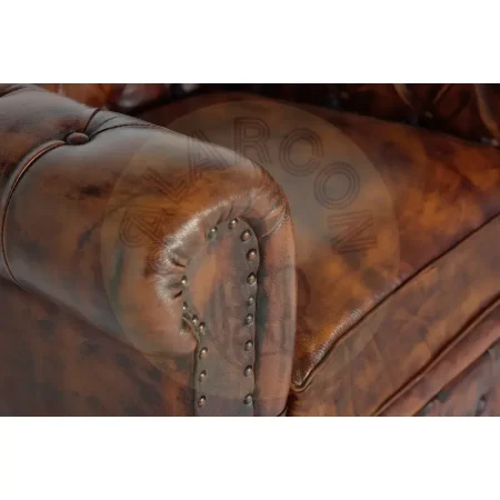 Sillón Chester Lurim piel marrón capitoné madera asiento acolchado 96x82x70cm - Giner y Colomer - 6130GYC - foto-secundaria-3