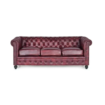 Sofá Chester Sarin 3 plazas piel marrón capitoné Urban Chester 200x85x72cm - Giner y Colomer - 6131GYC - foto-blanco