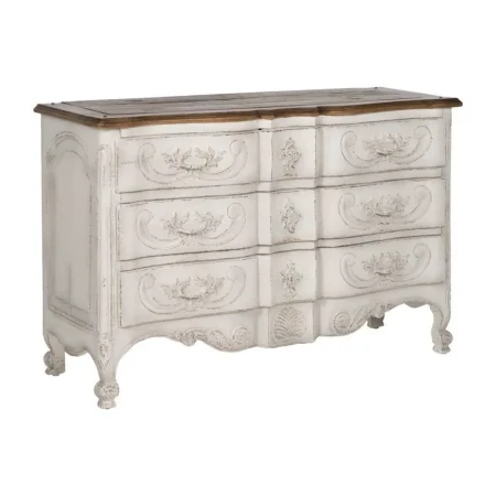 Cómoda de madera de mindi para dormitorio con cajones y patas 11cm 130x45x85cm - Ixia - 613230IX - foto-blanco