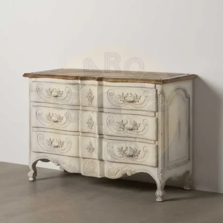 Cómoda de madera de mindi para dormitorio con cajones y patas 11cm 130x45x85cm - Ixia - 613230IX - foto-secundaria-13