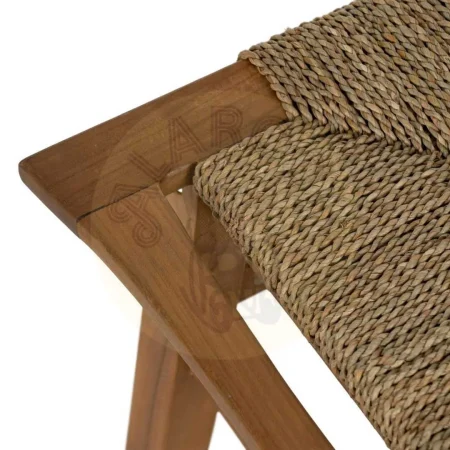 Banco de madera de teka con asiento de mendong color natural 110x40x46cm - Ixia - 613263IX - foto-secundaria-1