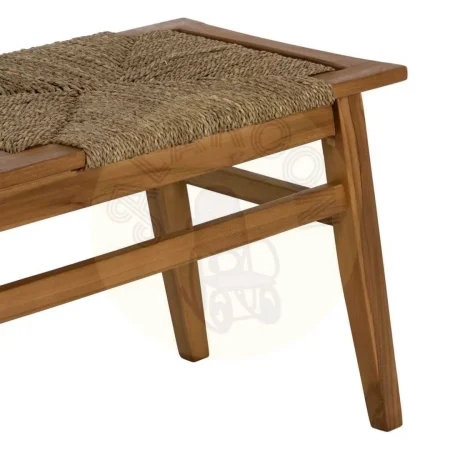 Banco de madera de teka con asiento de mendong color natural 110x40x46cm - Ixia - 613263IX - foto-secundaria-2