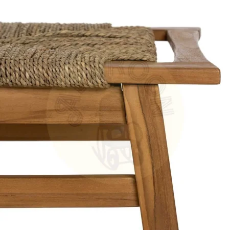 Banco de madera de teka con asiento de mendong color natural 110x40x46cm - Ixia - 613263IX - foto-secundaria-5