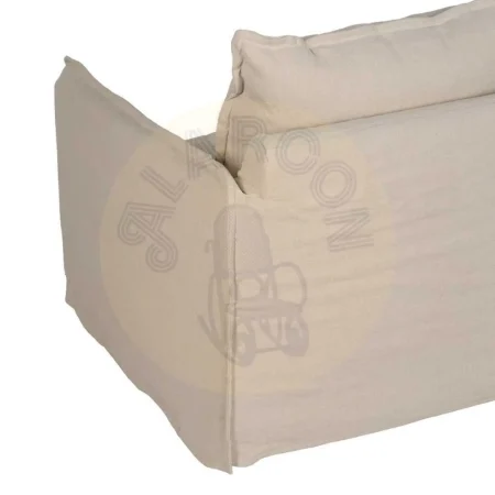 Sofá 2 plazas crema en tejido lino y algodón desenfundable estructura madera de pino relleno foam y pluma patas negras 160x95x85cm - Ixia - 613264IX - foto-secundaria-11