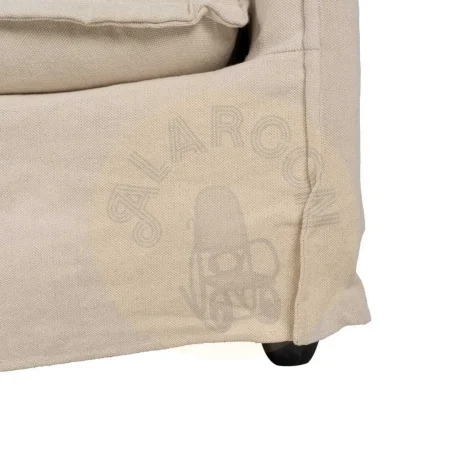 Sofá 2 plazas crema en tejido lino y algodón desenfundable estructura madera de pino relleno foam y pluma patas negras 160x95x85cm - Ixia - 613264IX - foto-secundaria-12