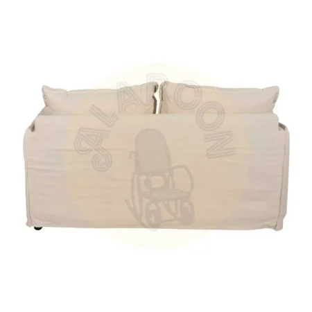 Sofá 2 plazas crema en tejido lino y algodón desenfundable estructura madera de pino relleno foam y pluma patas negras 160x95x85cm - Ixia - 613264IX - foto-secundaria-2