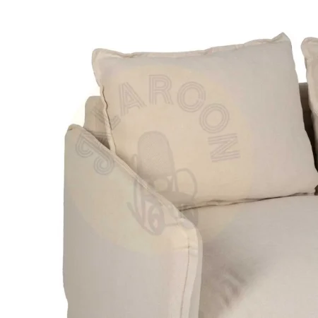 Sofá 2 plazas crema en tejido lino y algodón desenfundable estructura madera de pino relleno foam y pluma patas negras 160x95x85cm - Ixia - 613264IX - foto-secundaria-3