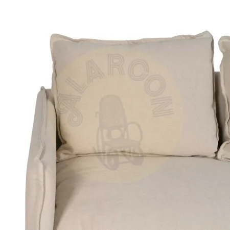 Sofá 2 plazas crema en tejido lino y algodón desenfundable estructura madera de pino relleno foam y pluma patas negras 160x95x85cm - Ixia - 613264IX - foto-secundaria-4
