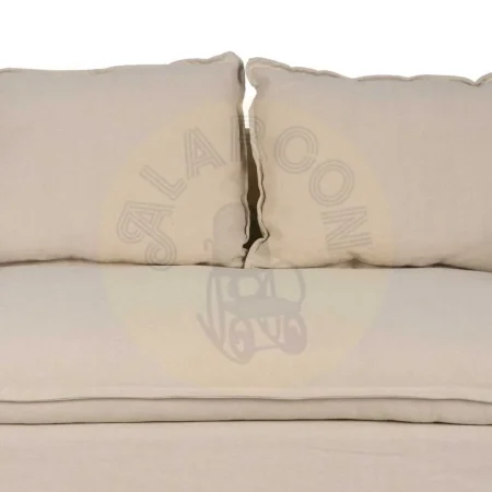 Sofá 2 plazas crema en tejido lino y algodón desenfundable estructura madera de pino relleno foam y pluma patas negras 160x95x85cm - Ixia - 613264IX - foto-secundaria-5
