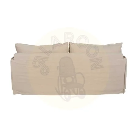Sofá 3 plazas crema desenfundable en tejido lino y algodón estructura madera de pino patas negras 200x95x85cm - Ixia - 613265IX - foto-secundaria-2