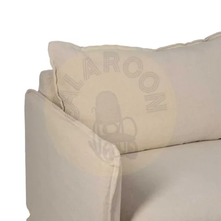 Sofá 3 plazas crema desenfundable en tejido lino y algodón estructura madera de pino patas negras 200x95x85cm - Ixia - 613265IX - foto-secundaria-3