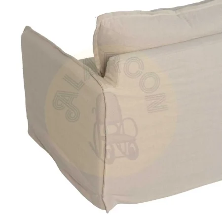 Sofá 3 plazas crema desenfundable en tejido lino y algodón estructura madera de pino patas negras 200x95x85cm - Ixia - 613265IX - foto-secundaria-9