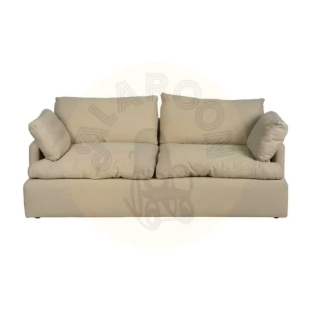 Sofá 3 plazas beige tapizado en tejido lino y algodón desenfundable relleno foam y pluma patas negras 212x100x83cm - Ixia - 613267IX - foto-secundaria-1