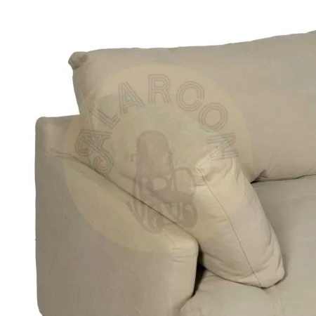 Sofá 3 plazas beige tapizado en tejido lino y algodón desenfundable relleno foam y pluma patas negras 212x100x83cm - Ixia - 613267IX - foto-secundaria-3