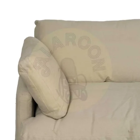 Sofá 3 plazas beige tapizado en tejido lino y algodón desenfundable relleno foam y pluma patas negras 212x100x83cm - Ixia - 613267IX - foto-secundaria-4